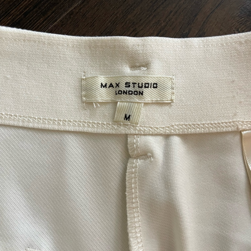 Max Studio Cream/Off White Patch Pocket Wide Leg … - image 7